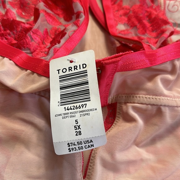 NWT Torrid Raspberry Pink Embroidered Mesh Underwire Lingerie Size 5X‎ - Picture 7 of 7
